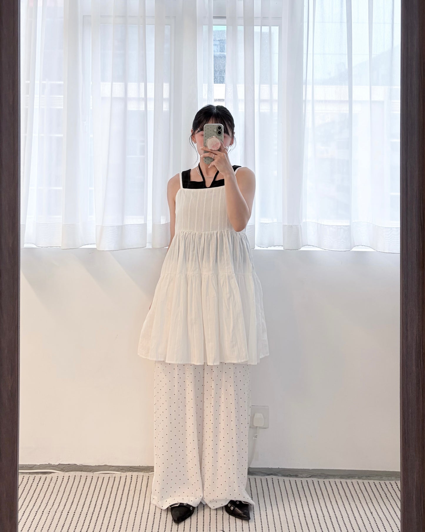 PT116- Dot Dot Easy Pants | White | Black