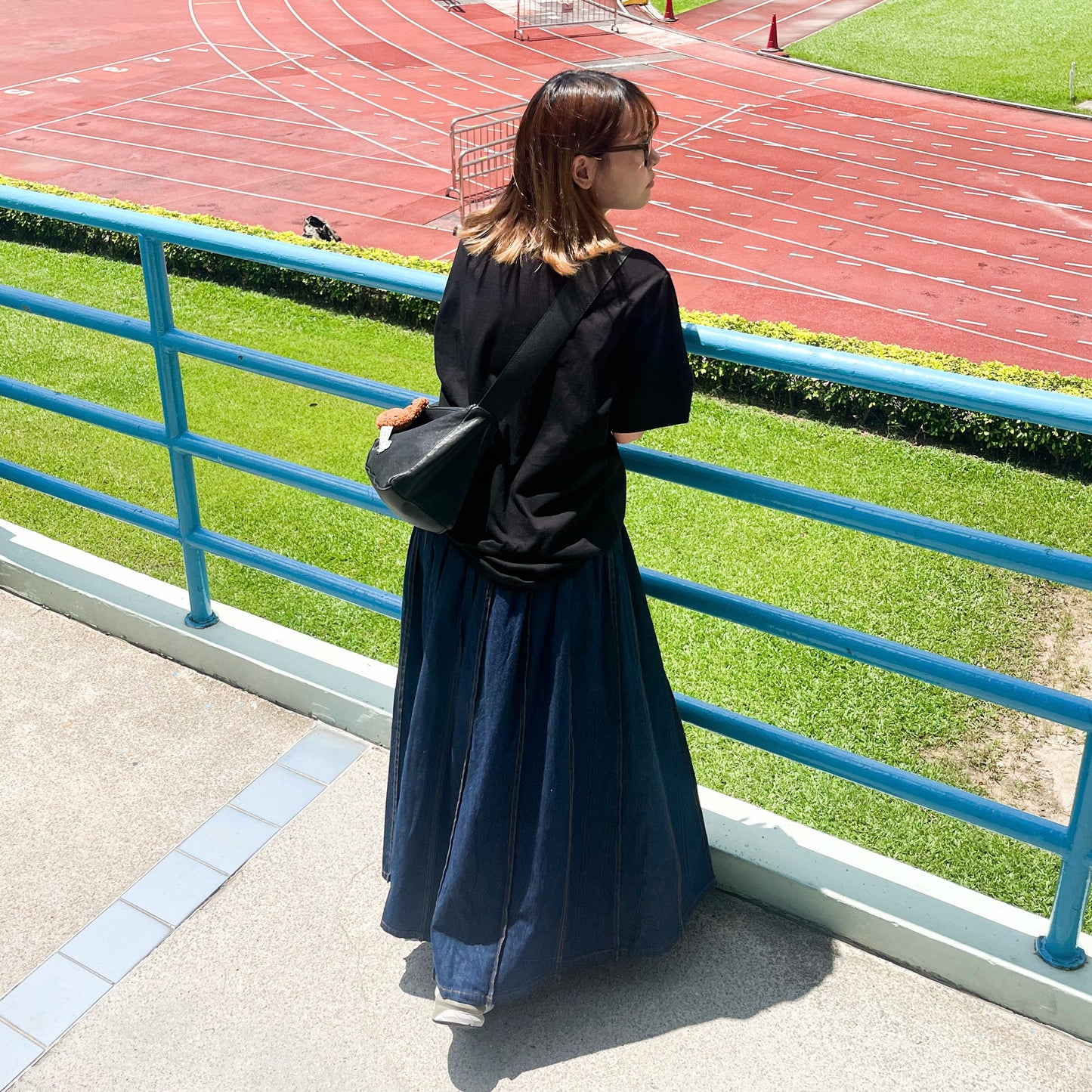 SK82- Maxi-skirt Denim Skirt | Navy | Black