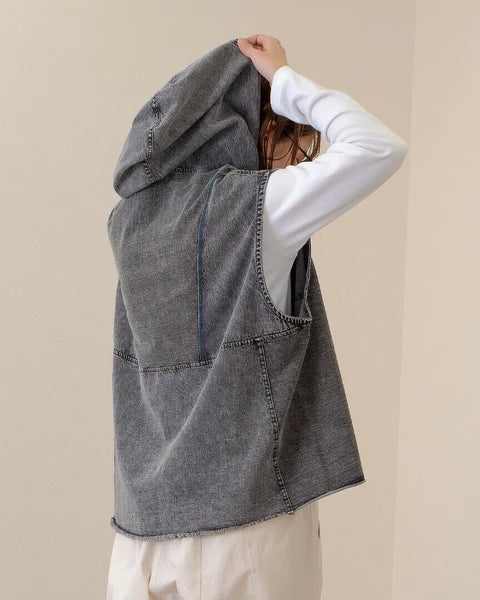 TP486- Chemical Denim Vest | Blue | Black