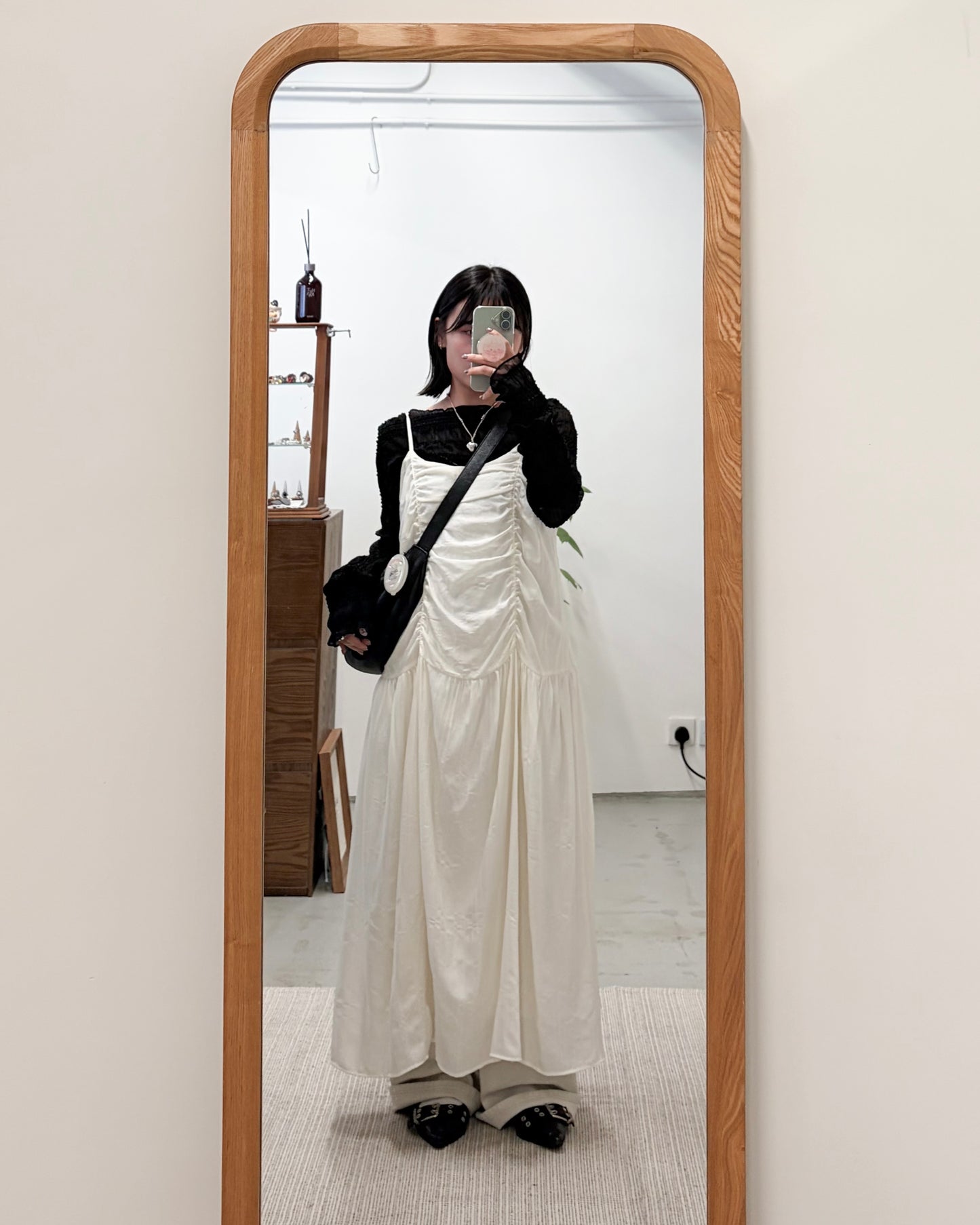 OP74- Talia Pleated Midi One Piece | Ivory | Olive