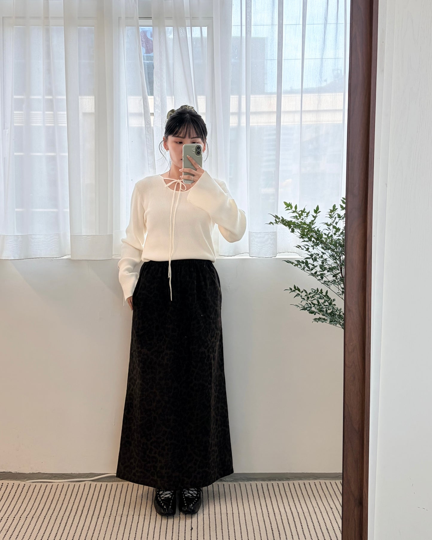 SK132- 薄燈芯絨Leopard Skirt