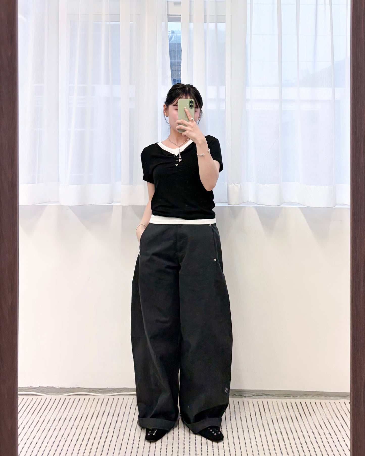 PT112- 薄身直腳褲 | White |Navy | Light Grey | Beige ( S / M / L )