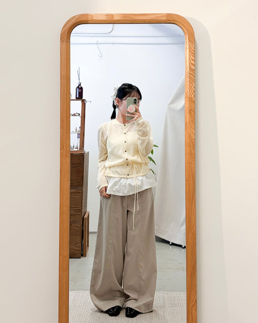 PT107- Ruffle Waist Pants | Light Grey | Charcoal ( 顯高顯瘦！ )