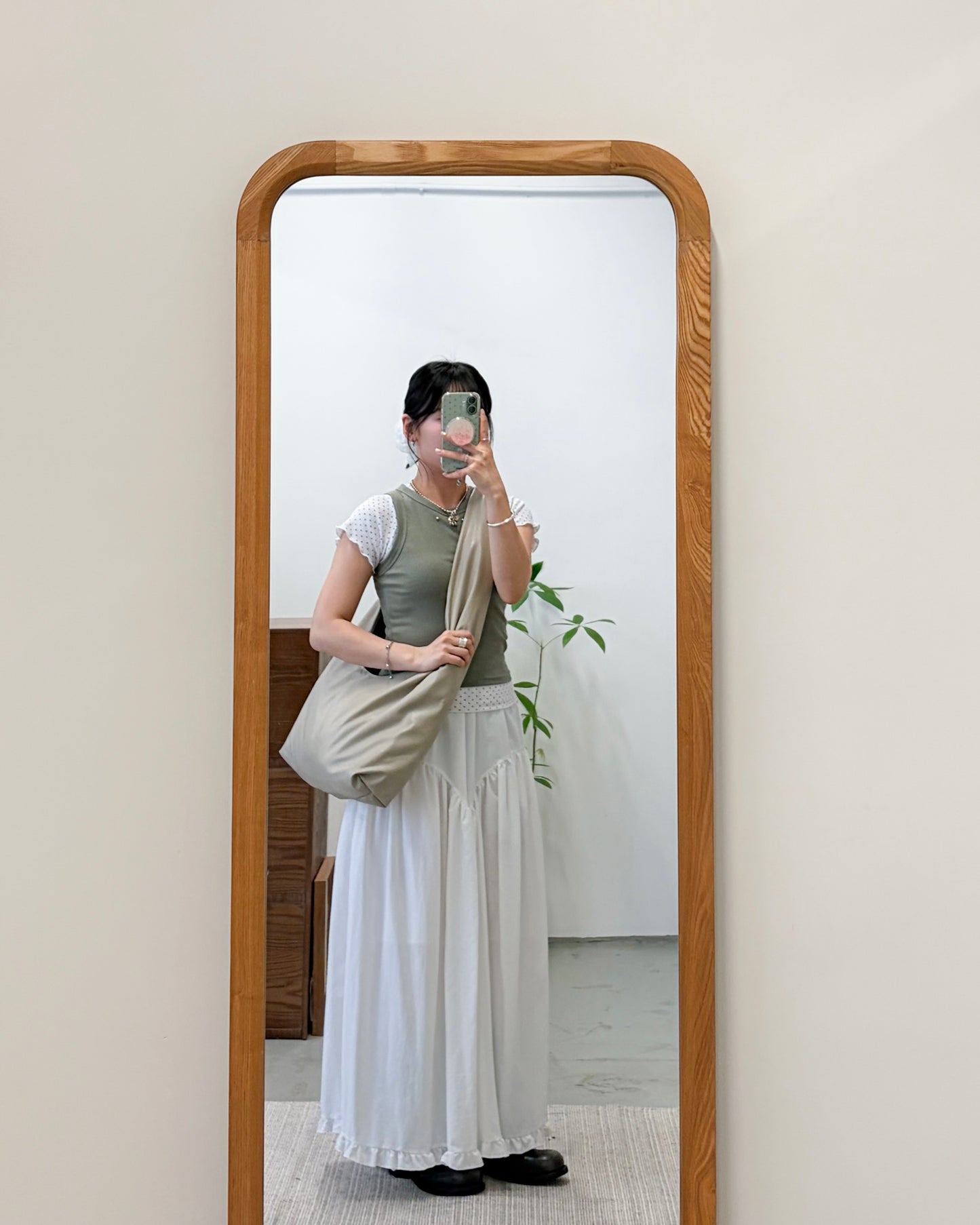 TP748- Ruffle Sleeve Small Dot Top | White | Grey | Black