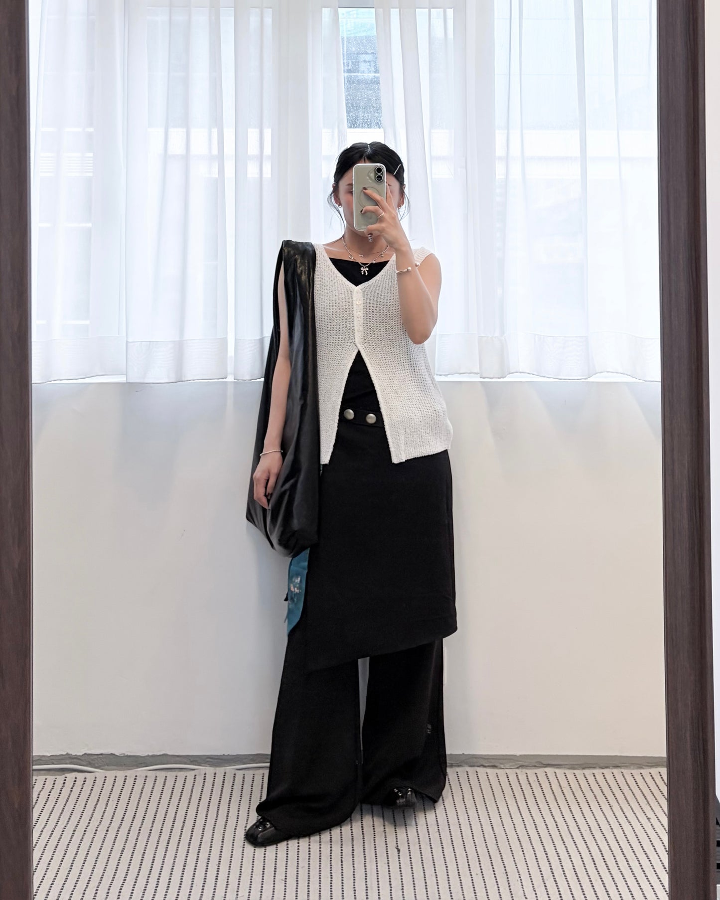 TP784- Button Mesh Vest | White | Blue | Green | Black