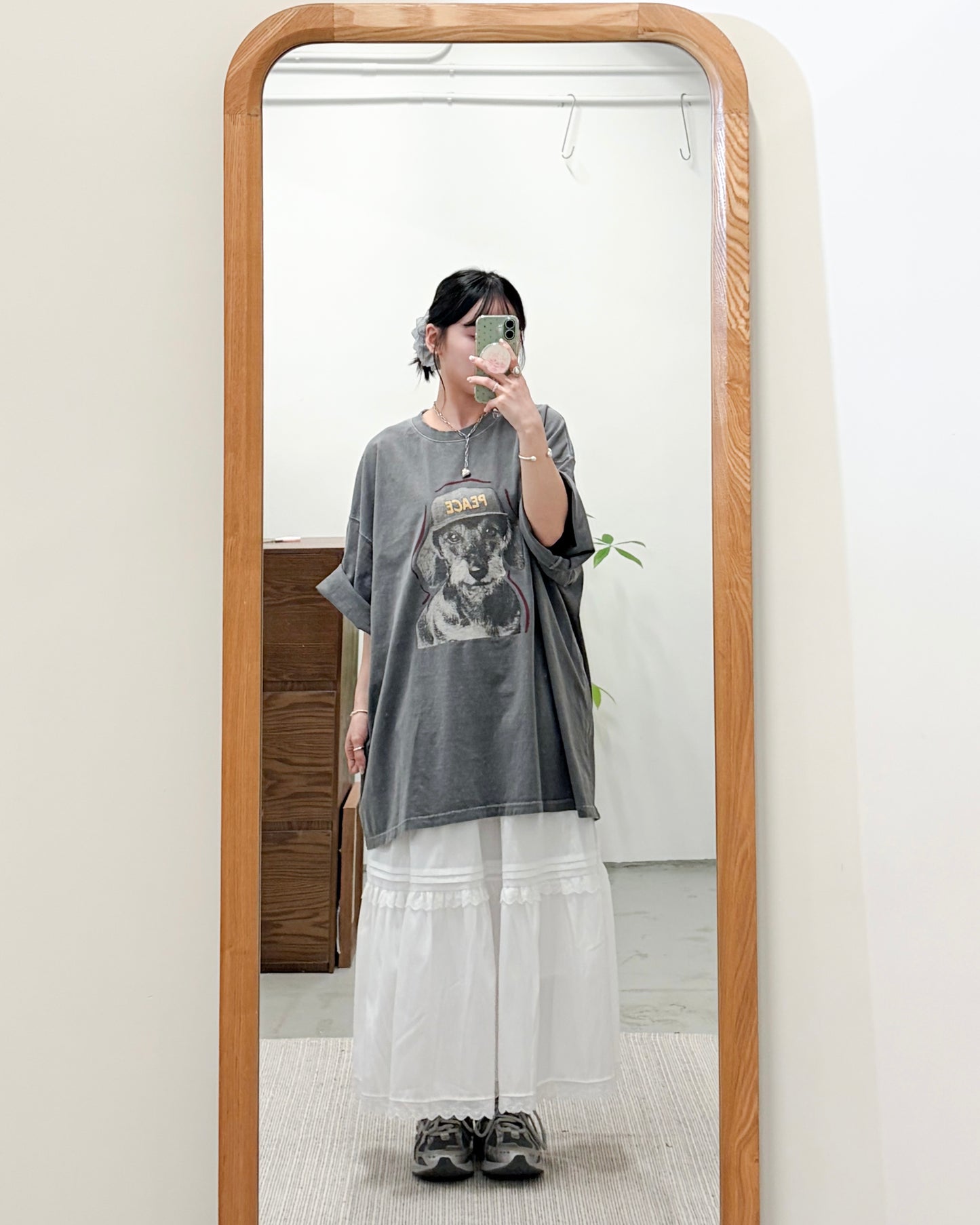 TP754- Unisex Peace Dot Over Size Tee | White | Grey