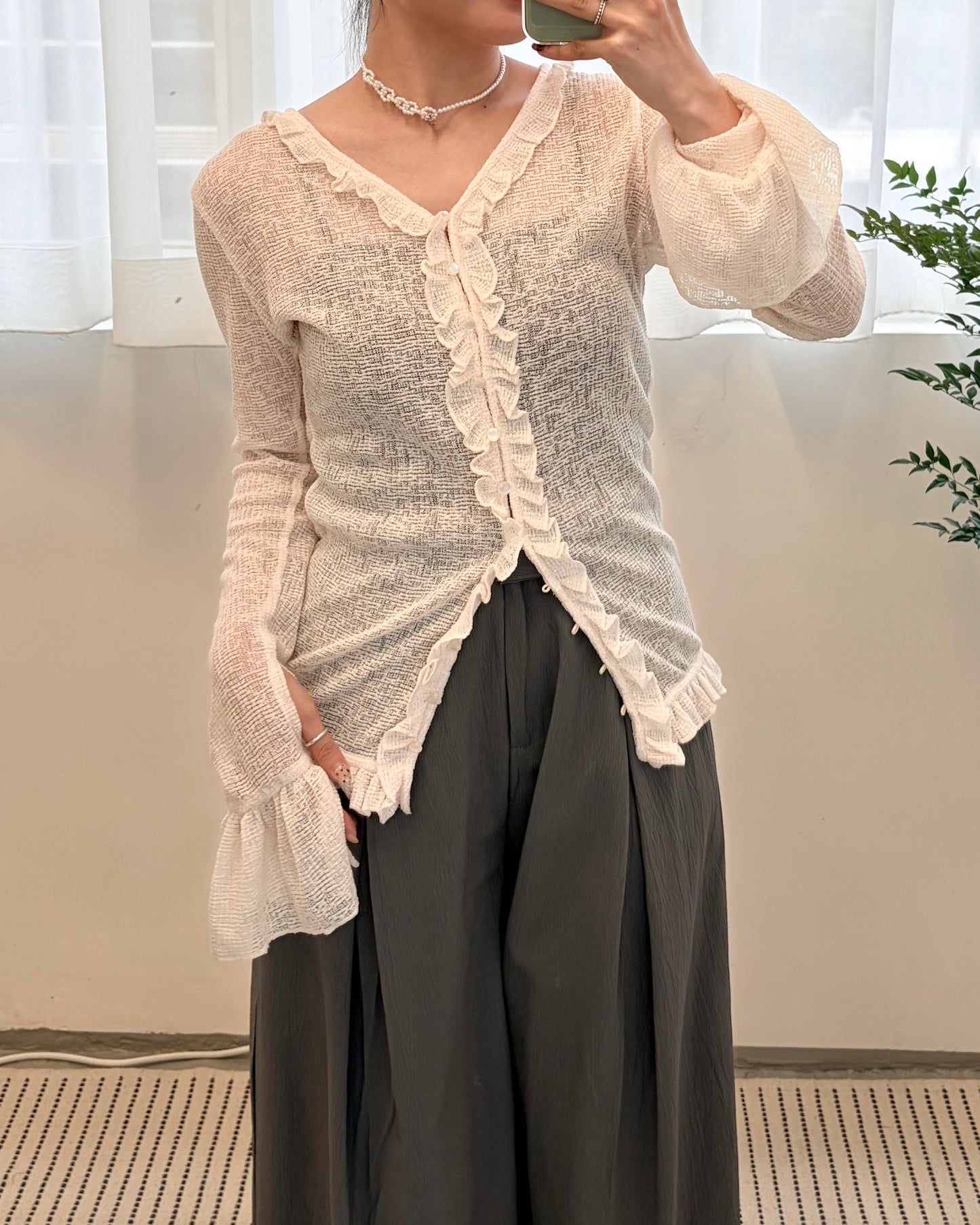 TP688- Gorgeous Ruffle Top | Ivory | Grey | Black