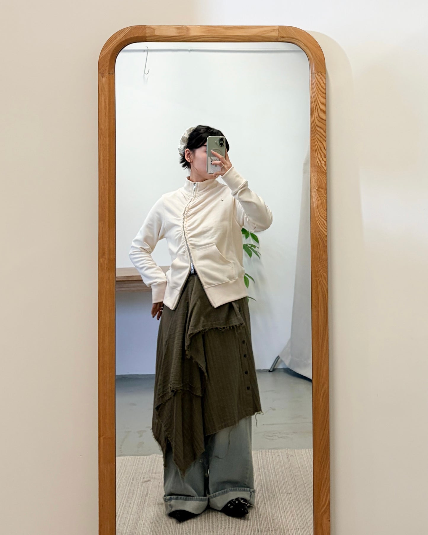 JK51- 個性不規則拉鍊外套 | Ivory | Black