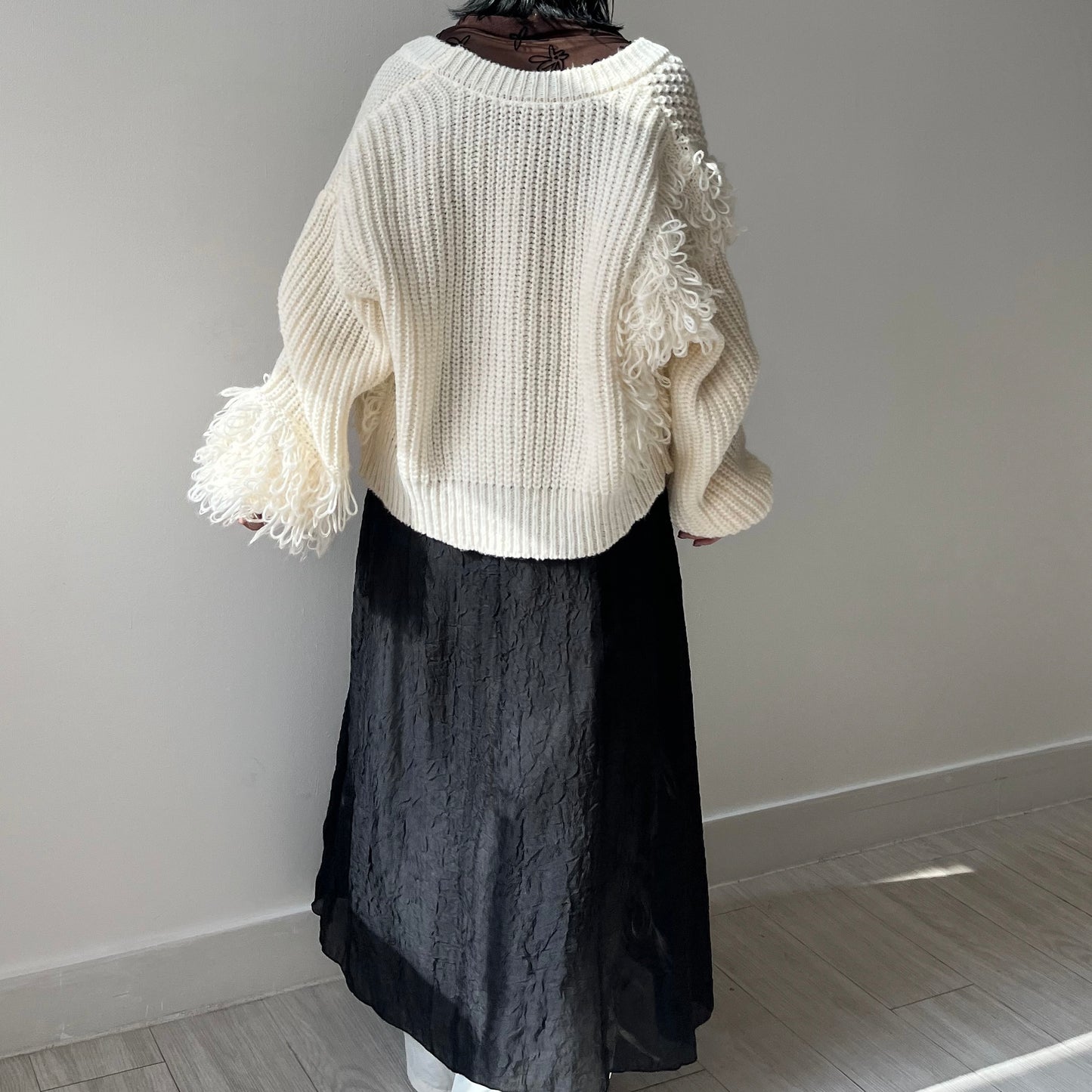 JK23-  Soso Sweater Cardigan | Ivory | Black