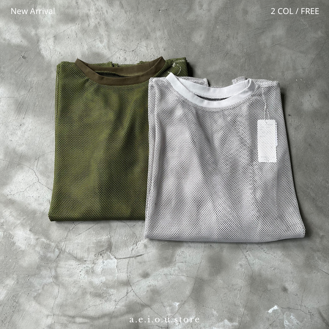 TP203- Mesh Sheer Top | Grey | Khaki