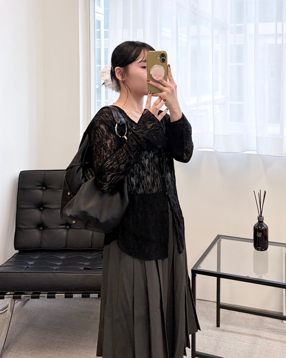 TP848- Lace Frill Cardigan | Ivory | Black