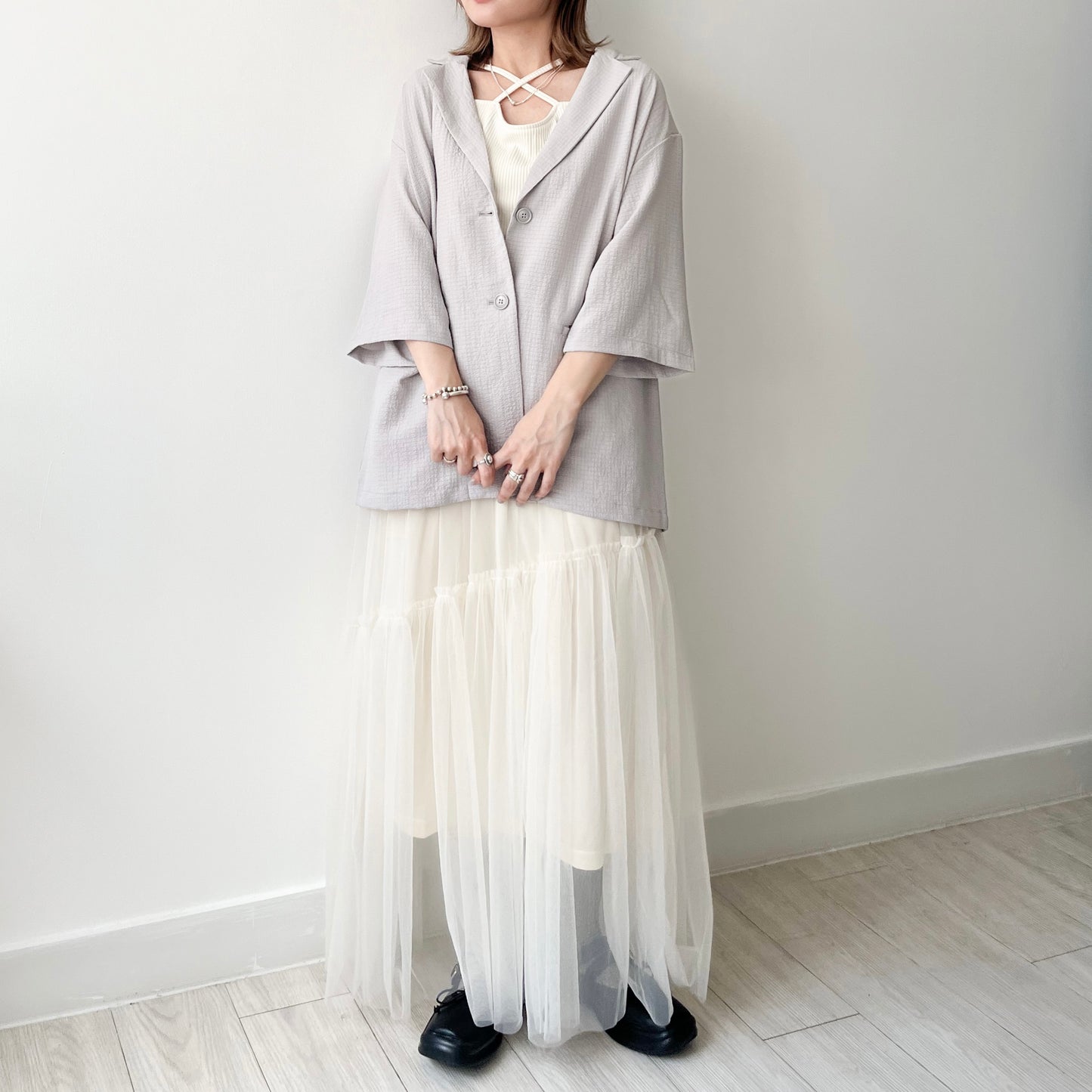 SK89- Tulle Skirt | Ivory | Light Grey | Grey