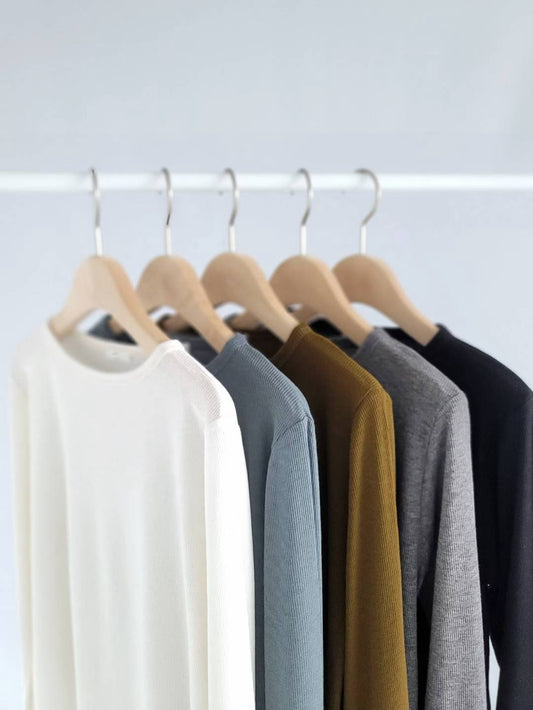 TP694- Basic直紋Top ｜White | Camel | Blue | Black