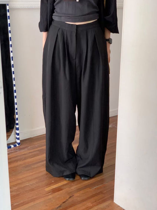 PT128- Wide Trousers Pants | Beige | Grey | Black