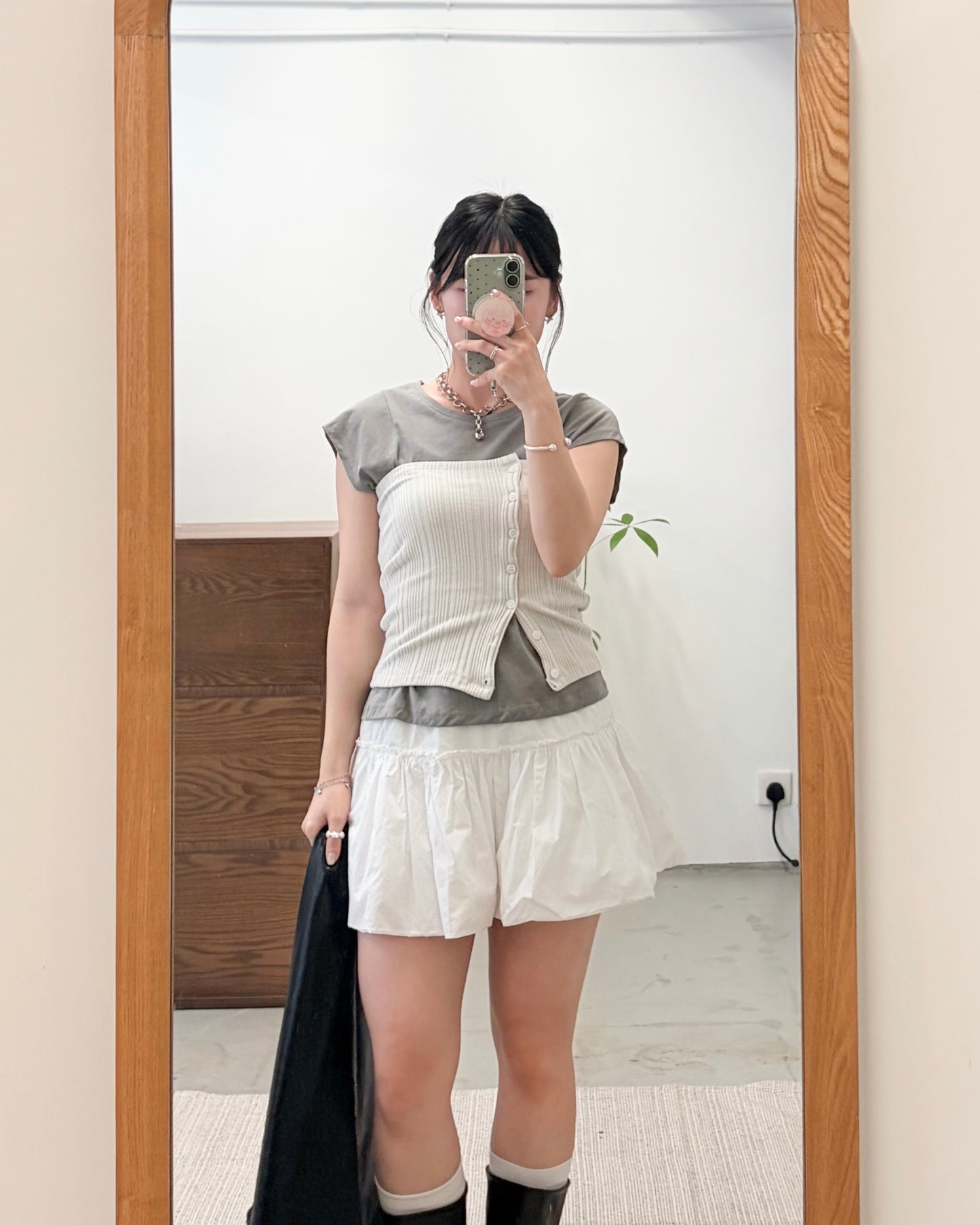 TP749 - Button Tube Top | Light Grey | Grey | Black