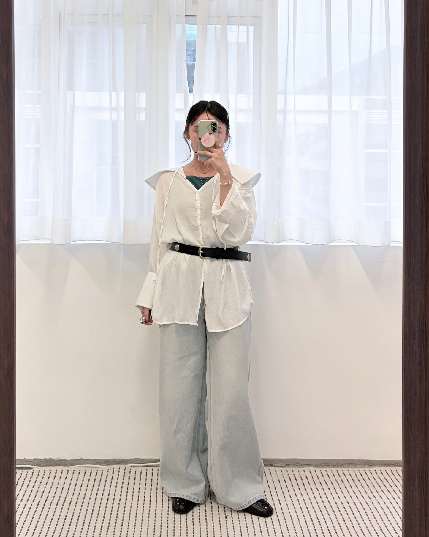 TP785- Sailor Coller Rayon Blouse | White | Beige | Blue | Black