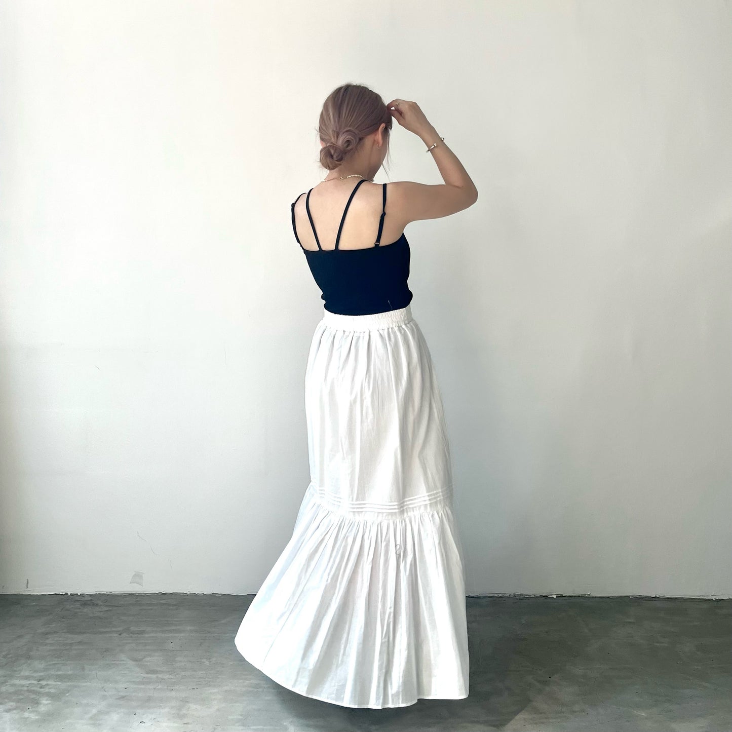 SK31- Cotton Flare Skirt | White | Black