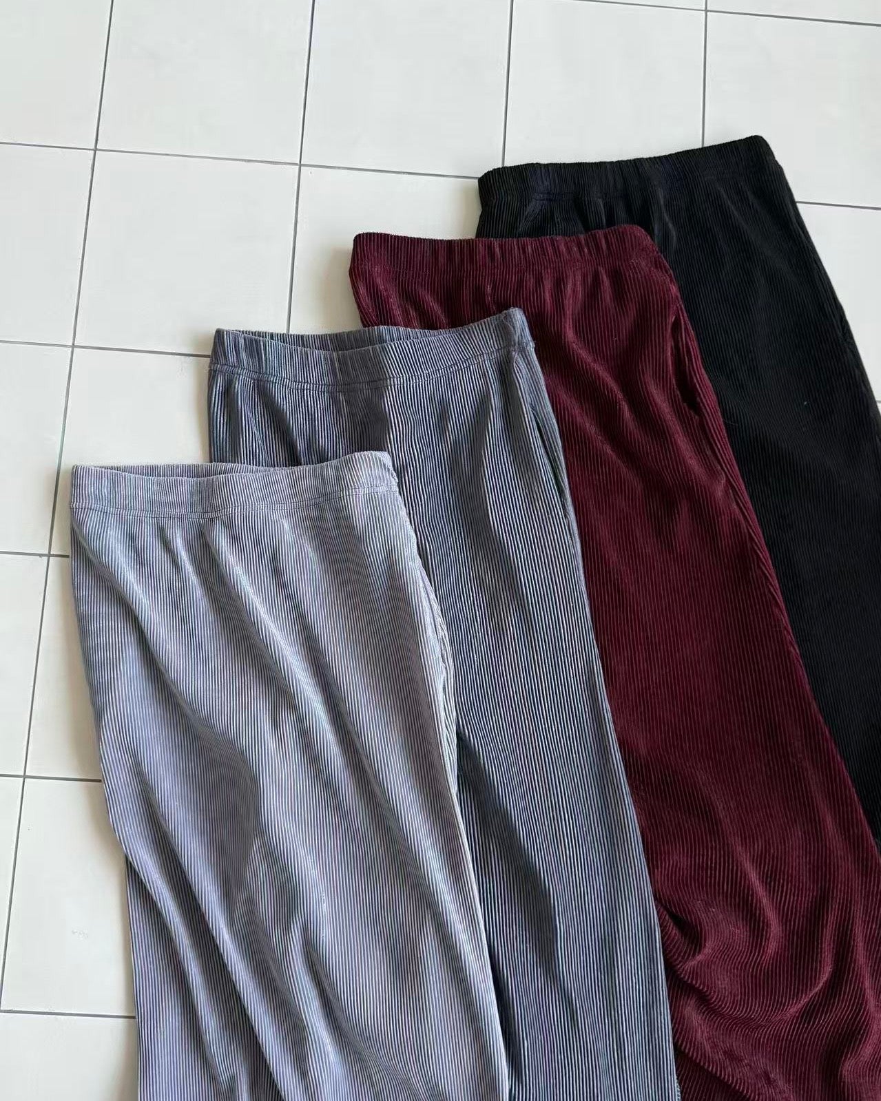 SK136- 絲絨Pocket Skirt ｜Light Grey | Grey | Red wine | Black