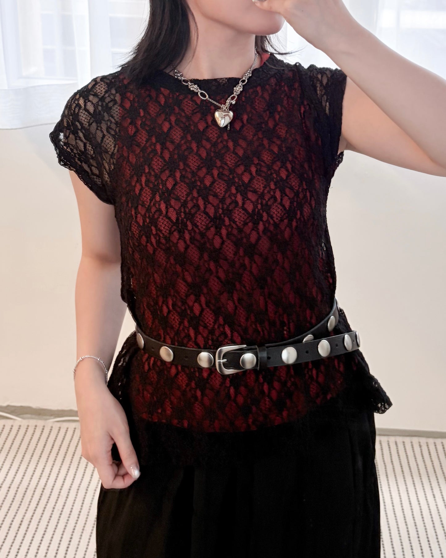 TP815- 2 Way Lace Top | Ivory | Black