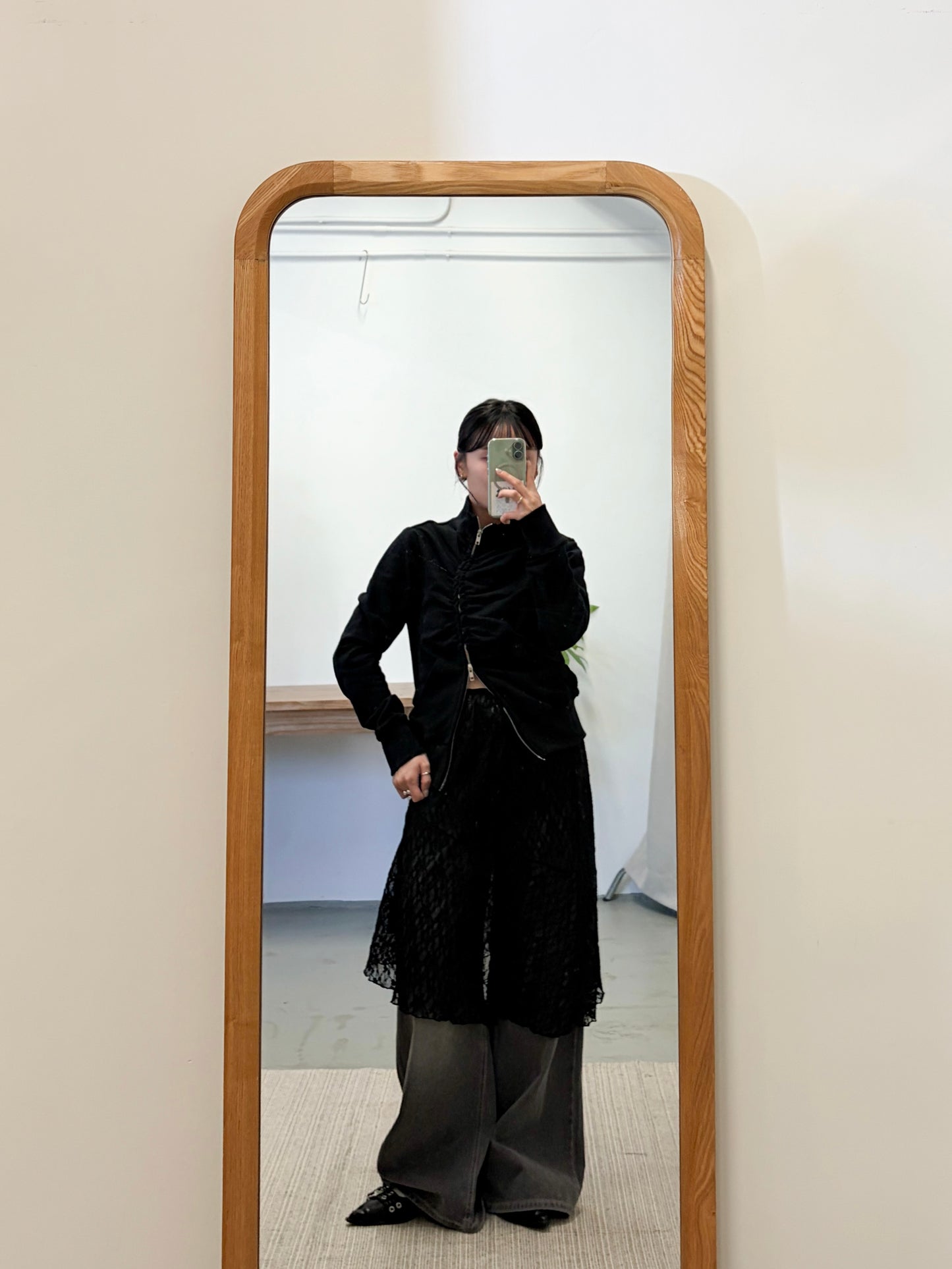 JK51- 個性不規則拉鍊外套 | Ivory | Black