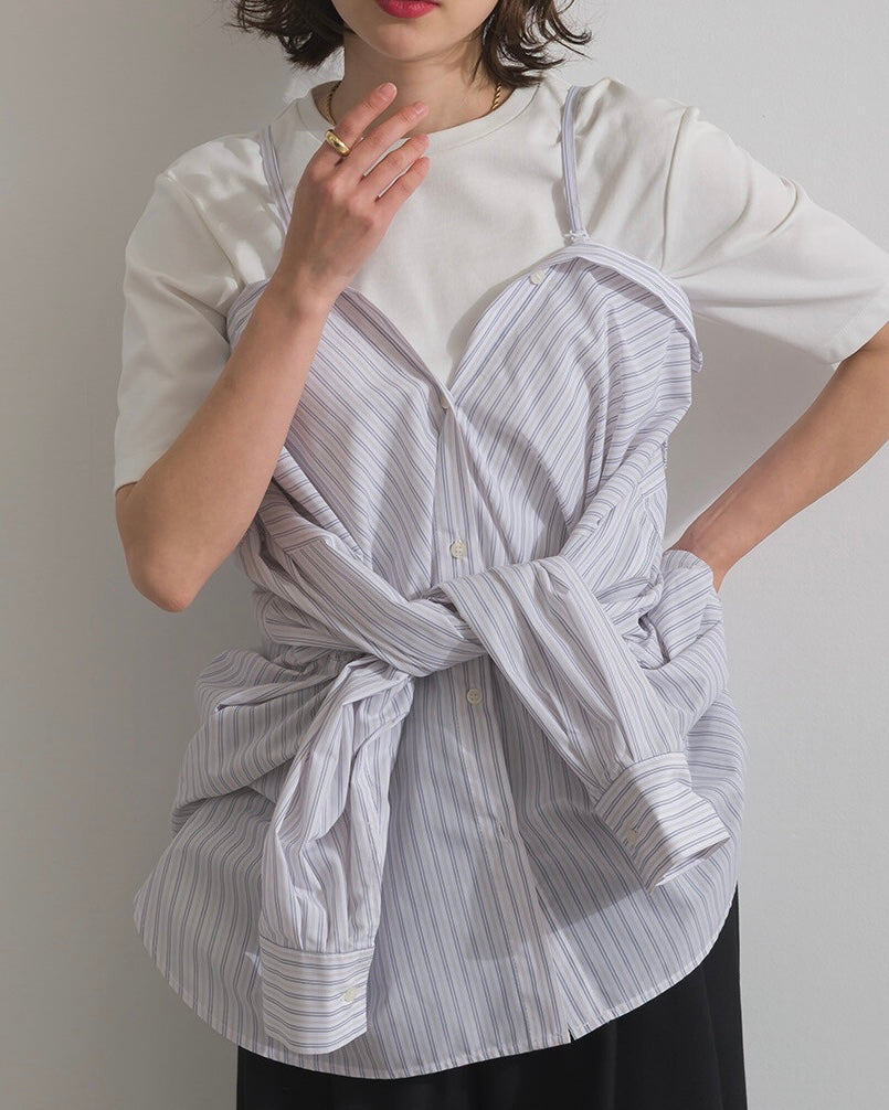 TP740-  2 Way Stripe Blouse | White | Beige | Pink | Blue