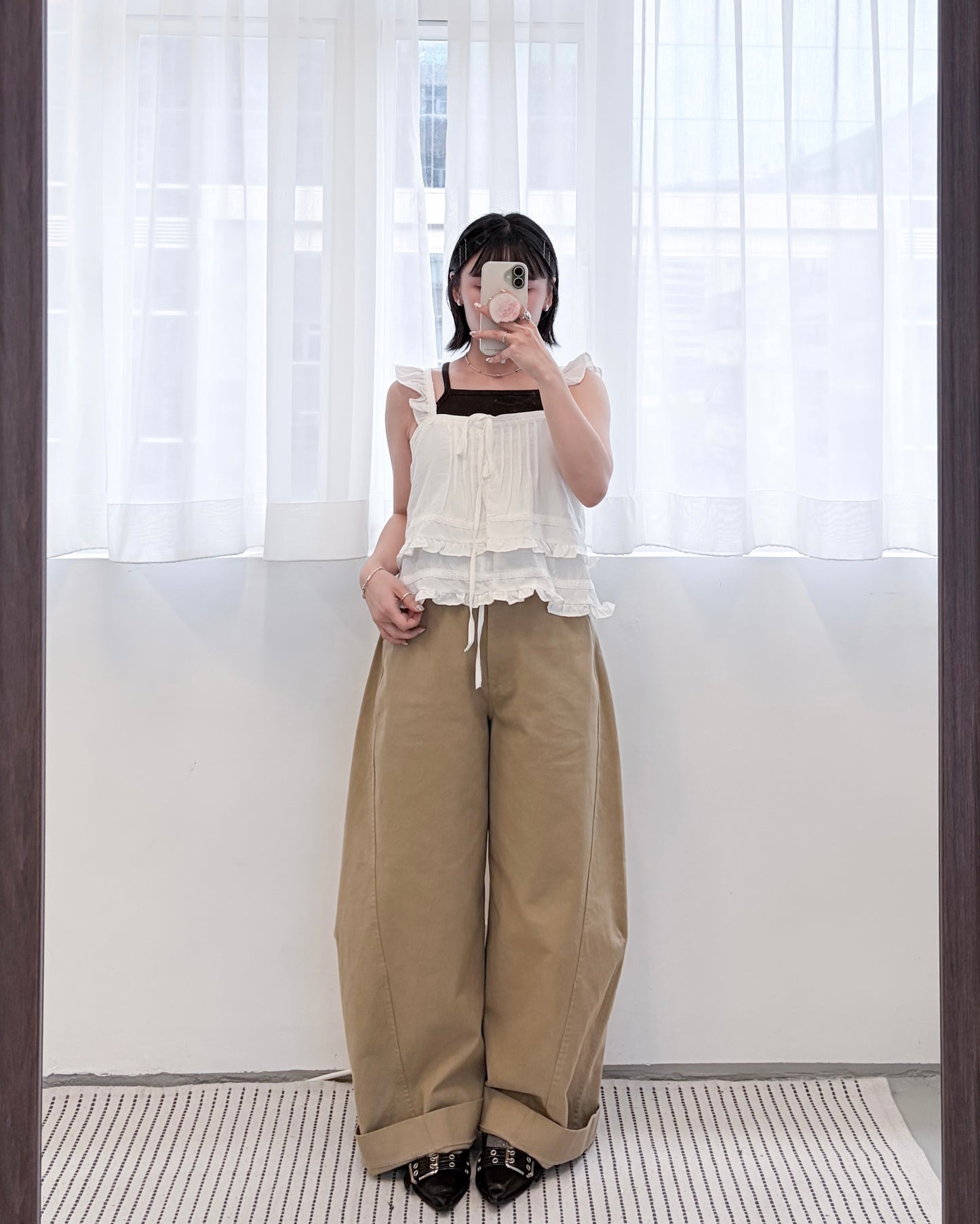 TP818- Ruffle Sleeve Vest Top | White
