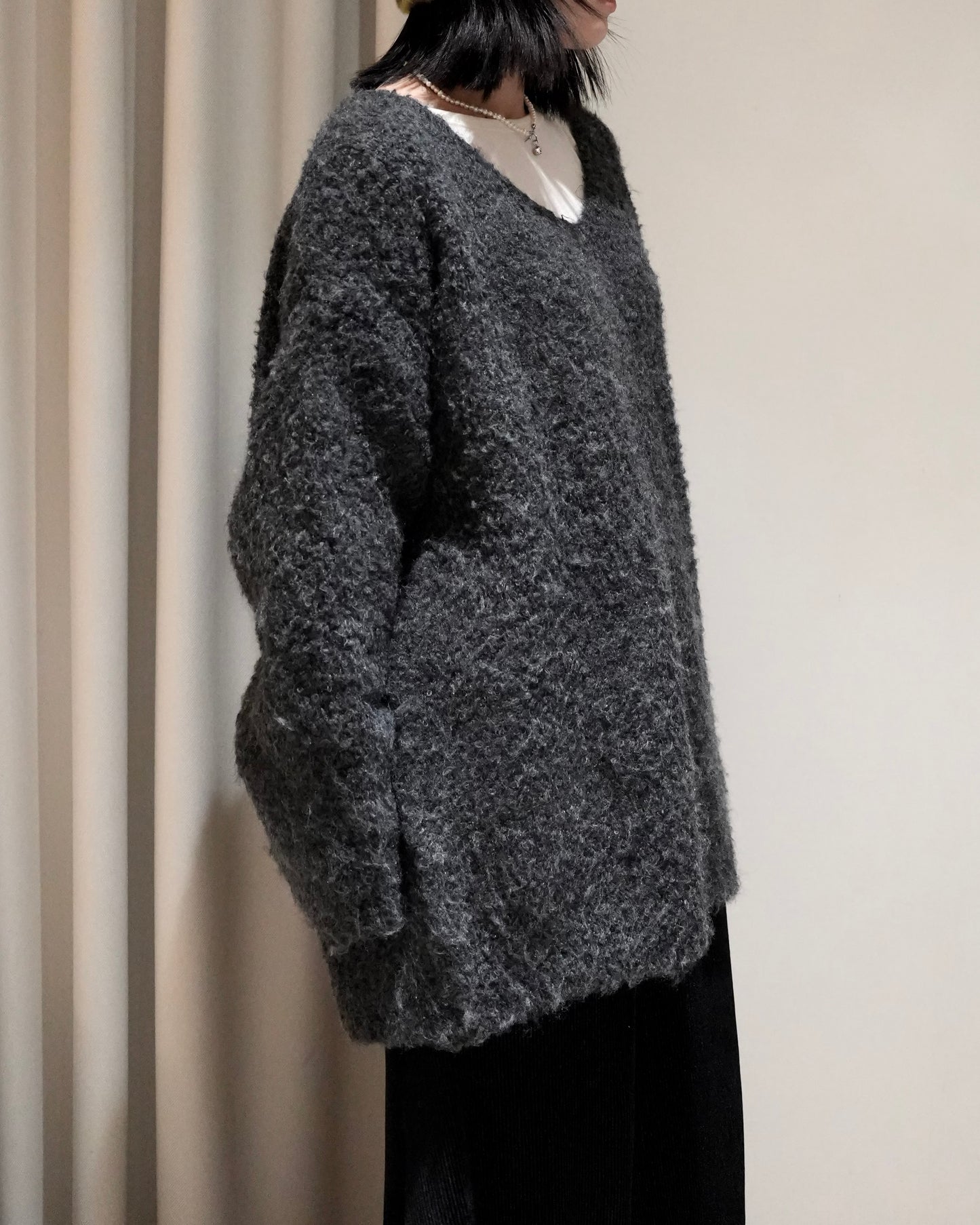 TP701- Knit With Scarf Set | White | Navy | Grey