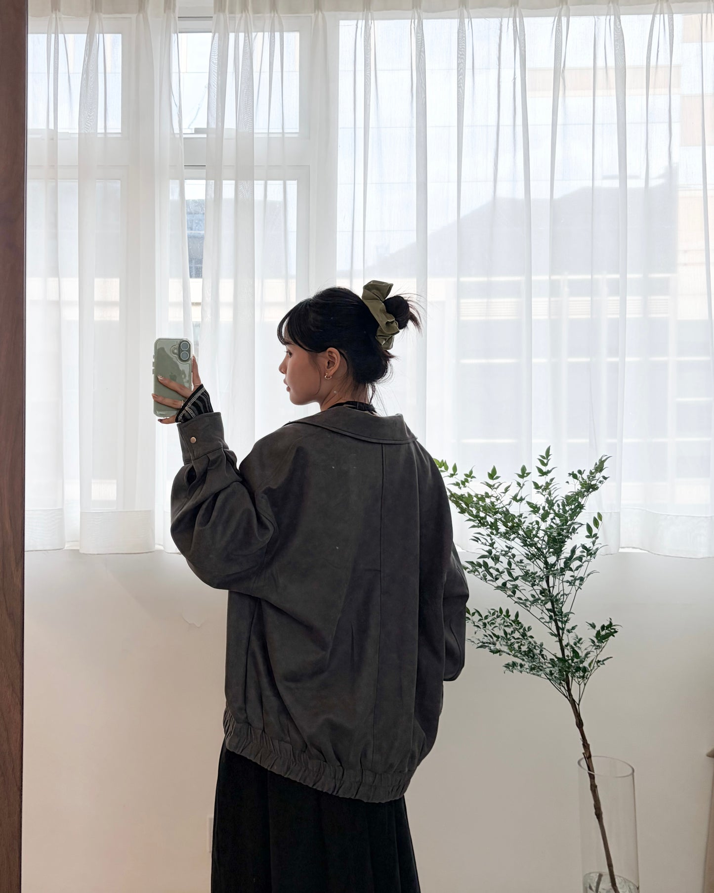 JK42- Unwash Collar Blouse Jacket | Milk Tea | Grey | Brown