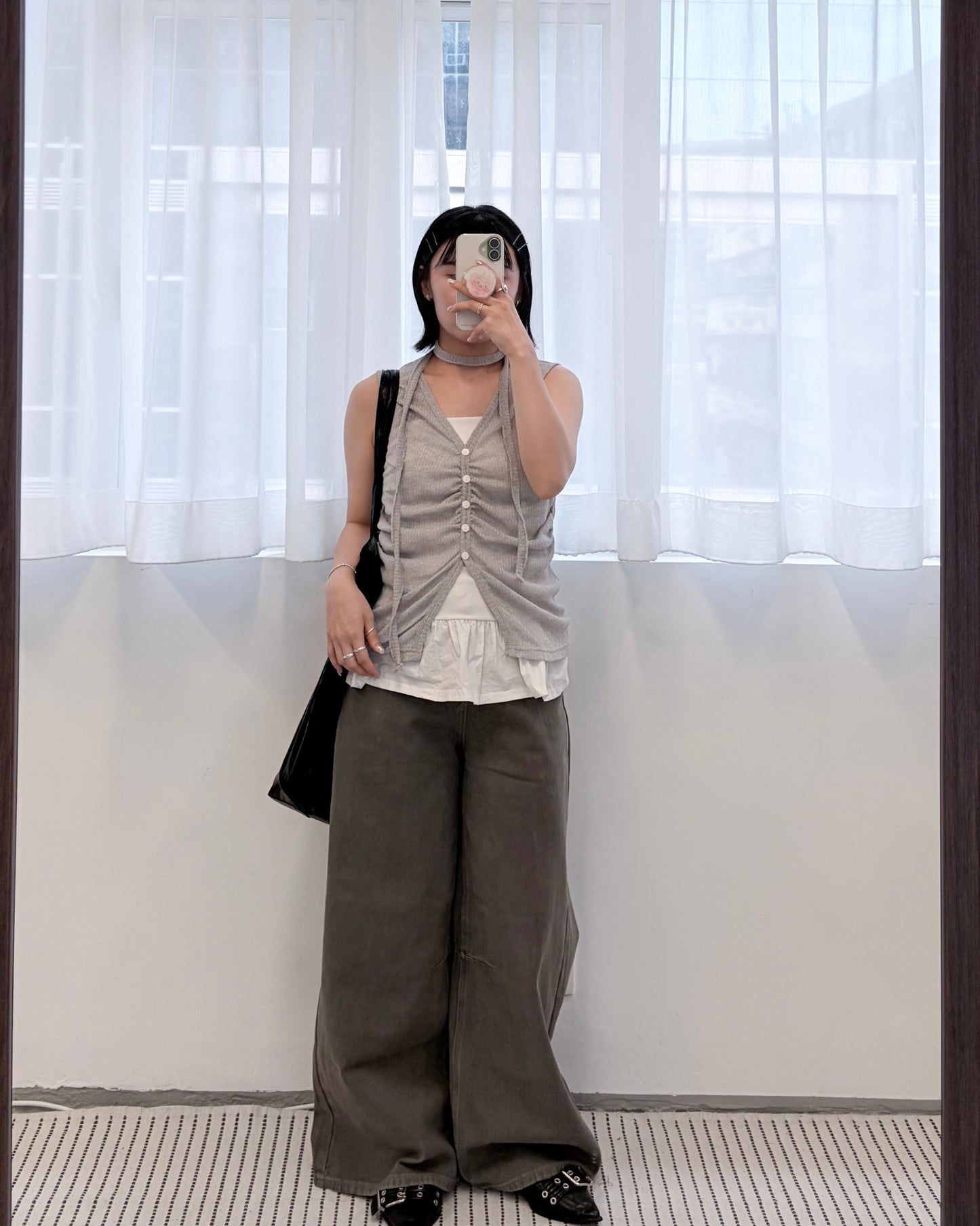 TP821- 網格皺皺連頸帶Set Top | Blue | Grey | Black