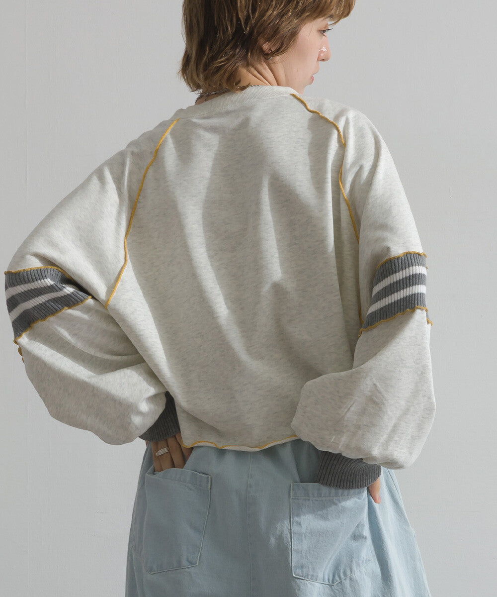 TP709- 拼布Printed Sweatshirt Hoodie | Grey | Navy