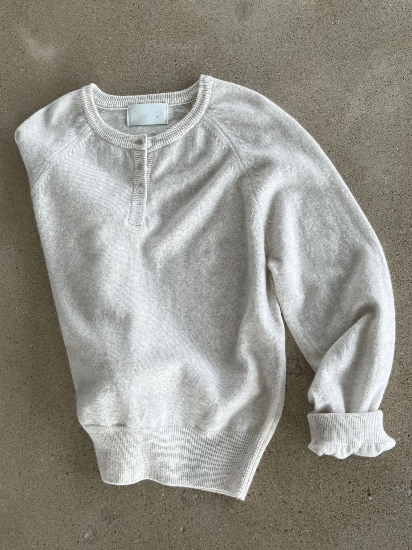 TP718- 🐏Cashmere Button Basic Top | Oatmeal | Pink | Lime | Grey