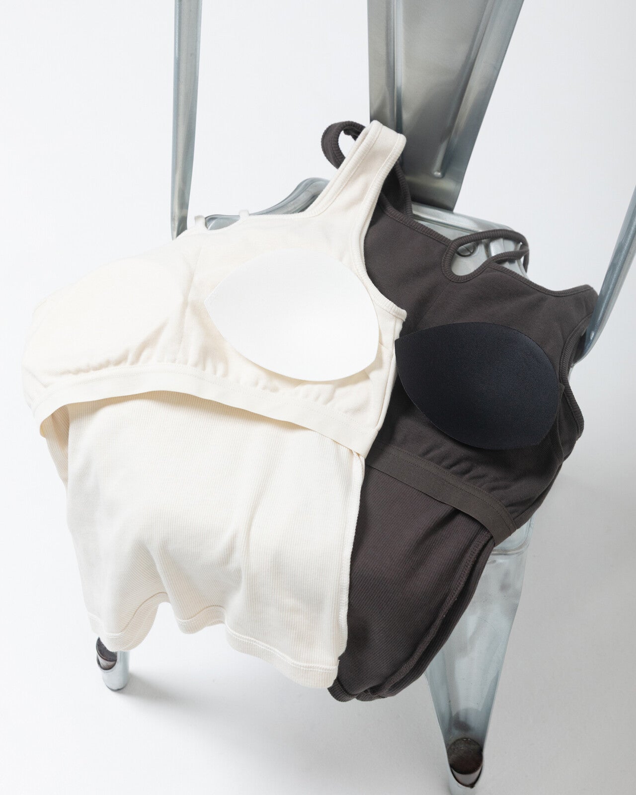 TP797- Corded Ribbon Tank Top With Cups | Ivory | Black