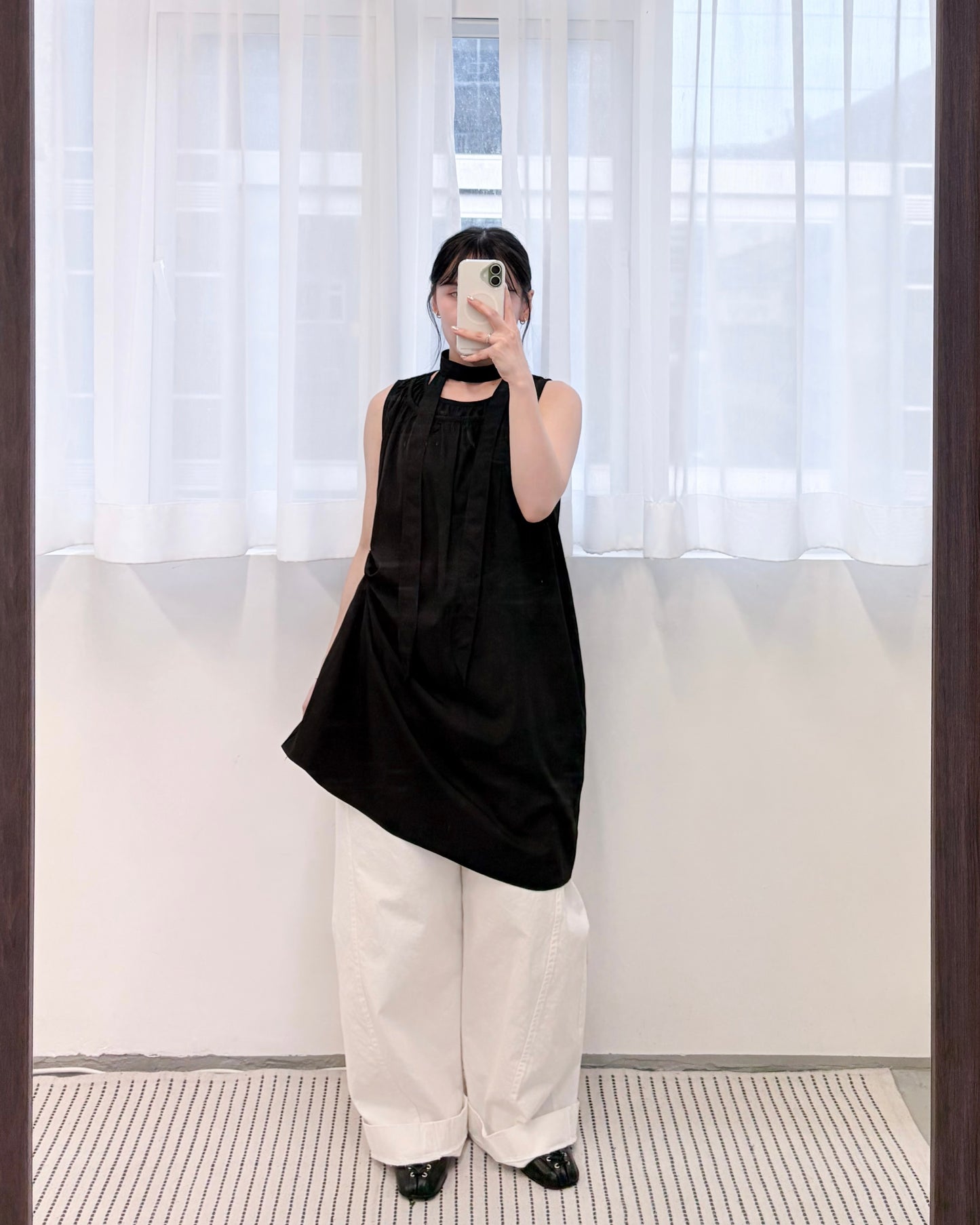 OP79- Double Neck One Piece Set | White | Black
