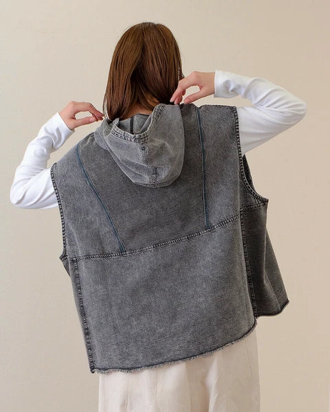 TP486- Chemical Denim Vest | Blue | Black