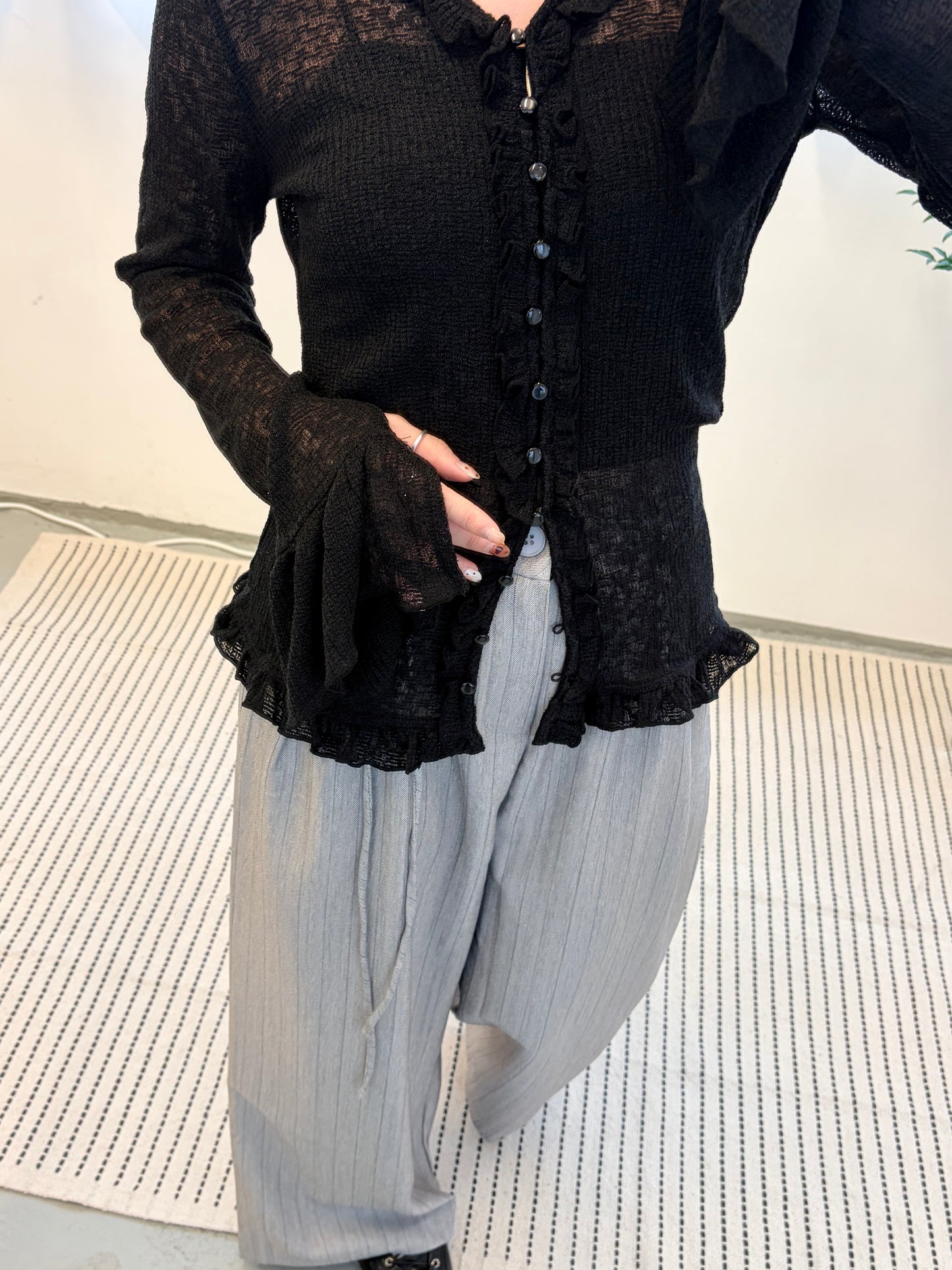 TP688- Gorgeous Ruffle Top | Ivory | Grey | Black