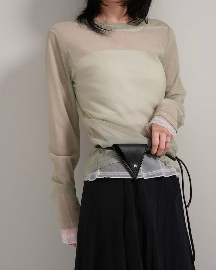 BT15- PU Triangle Pocket Belt | Ivory | Beige | Brown | Black