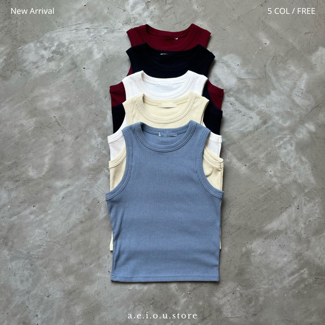 TP296- Basic 直紋背心 | White | Yellow | Blue | Black | Red