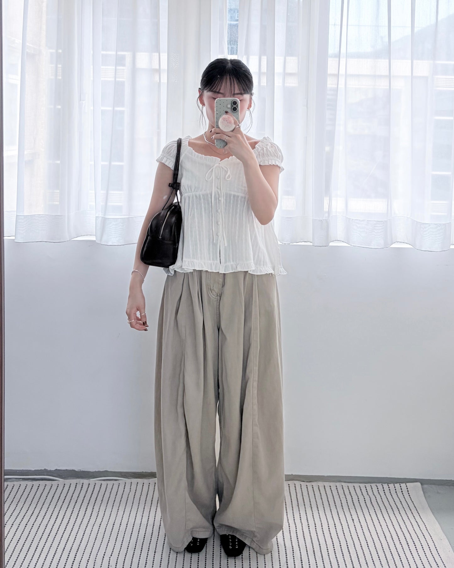 PT115- Soft Wide Leg Pants | White | Beige Grey