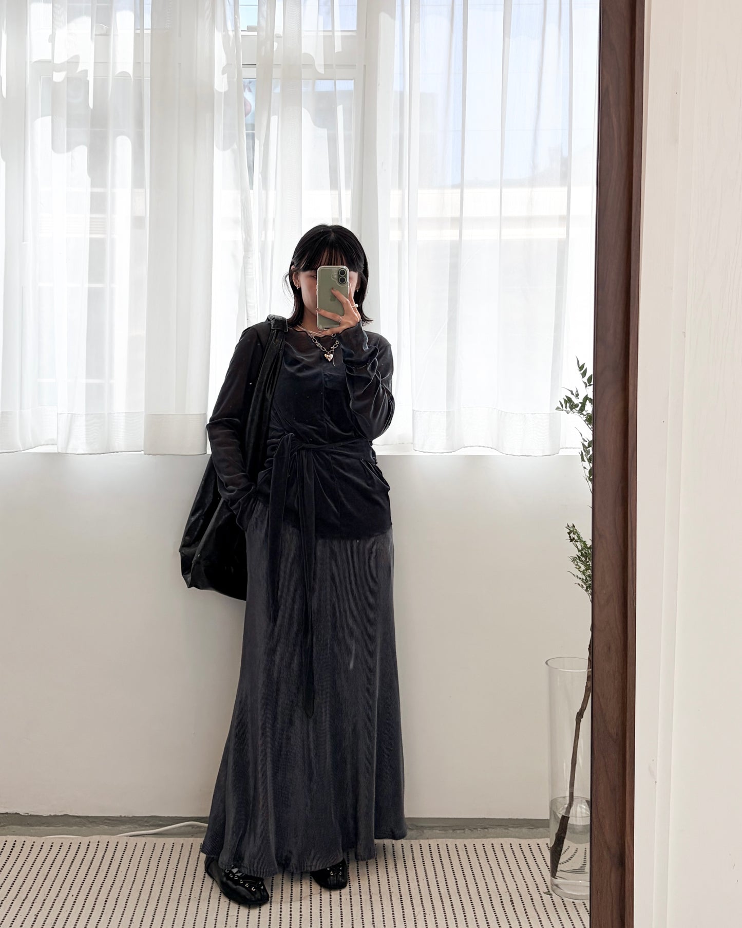 SK136- 絲絨Pocket Skirt ｜Light Grey | Grey | Red wine | Black