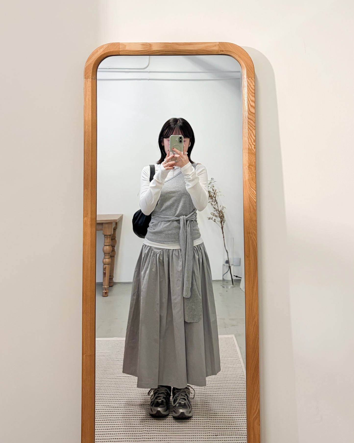 SK138- High Quality Umbrella Skirt | Grey | Navy ( S / M )