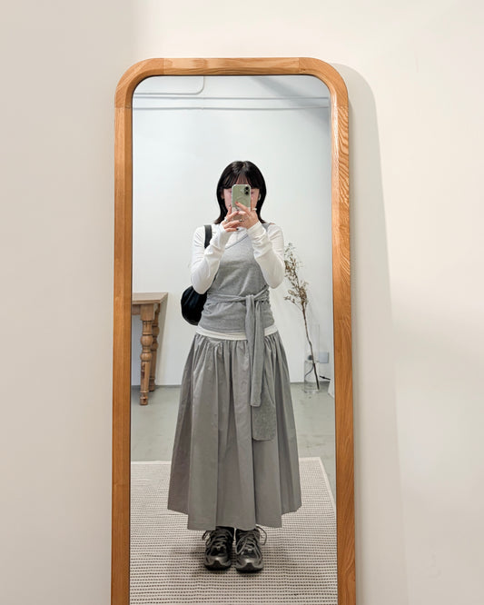 SK138- High Quality Umbrella Skirt | Grey | Navy ( S / M )