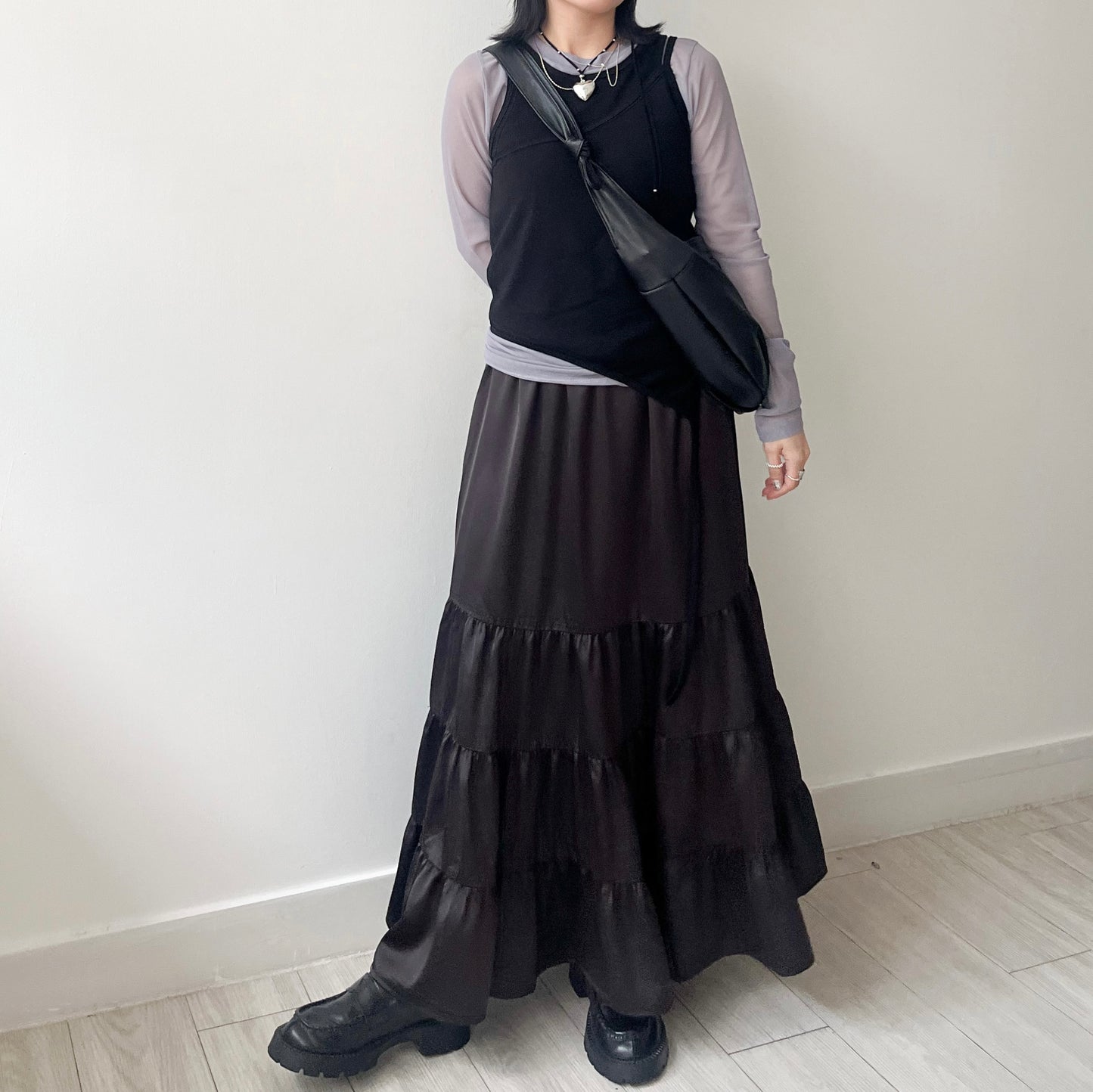 SK100- Tiered Skirt | Charcoal