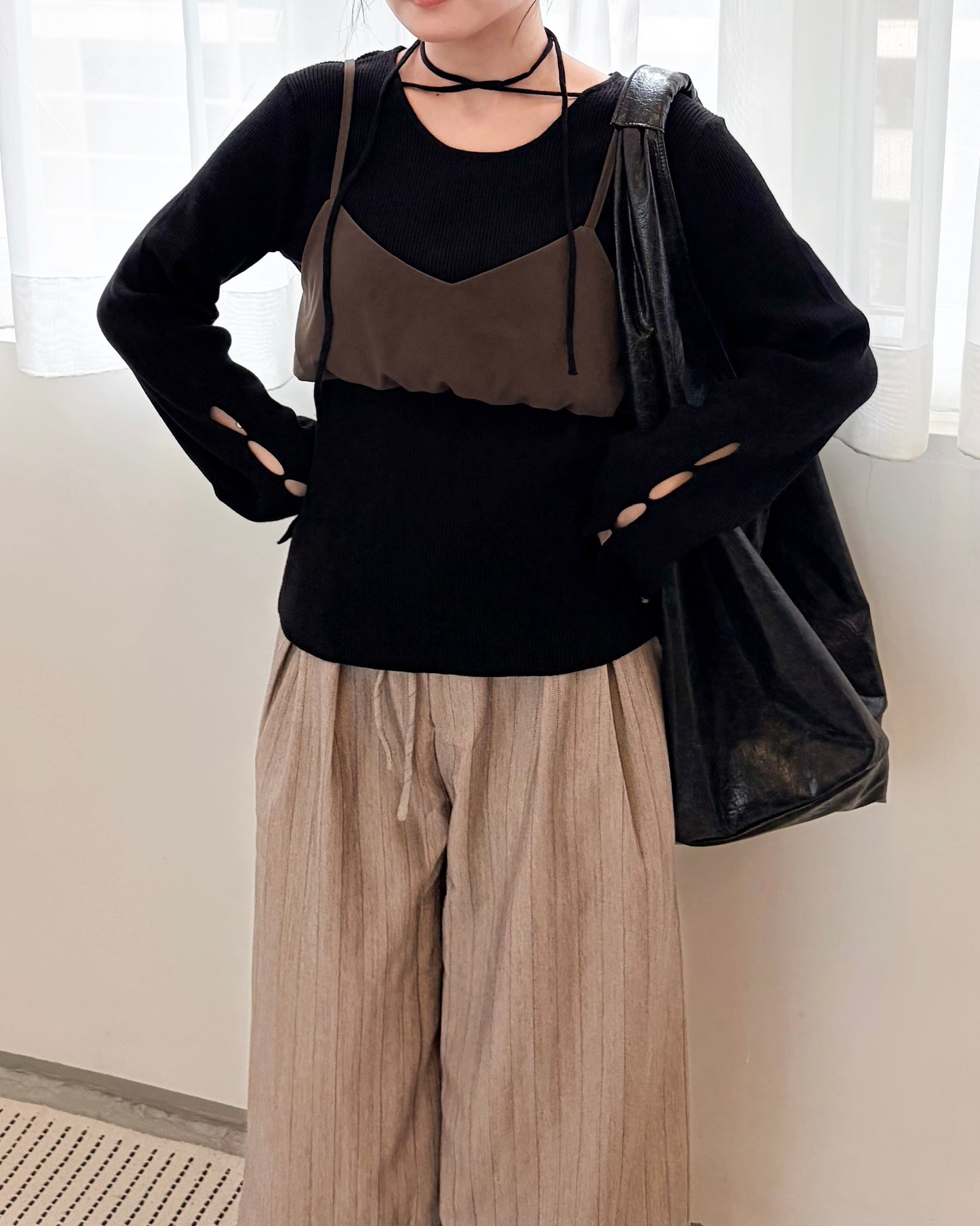 TP685- Bobble Vest Top | Brown | Charcoal