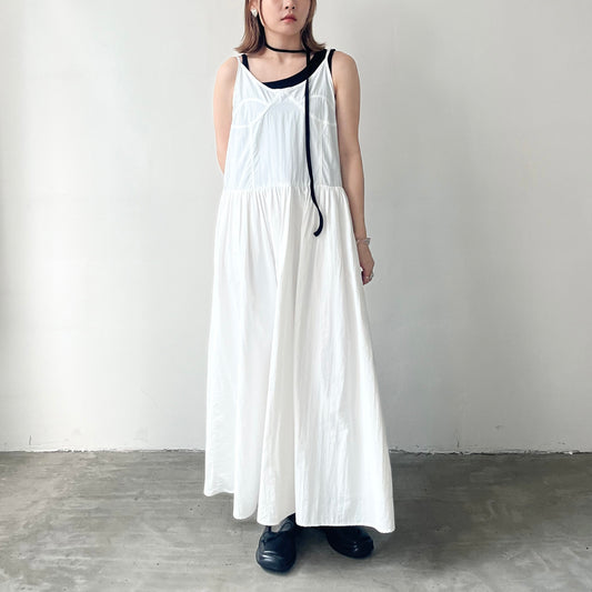 OP62- Adjustable strap dress ｜ White | Black