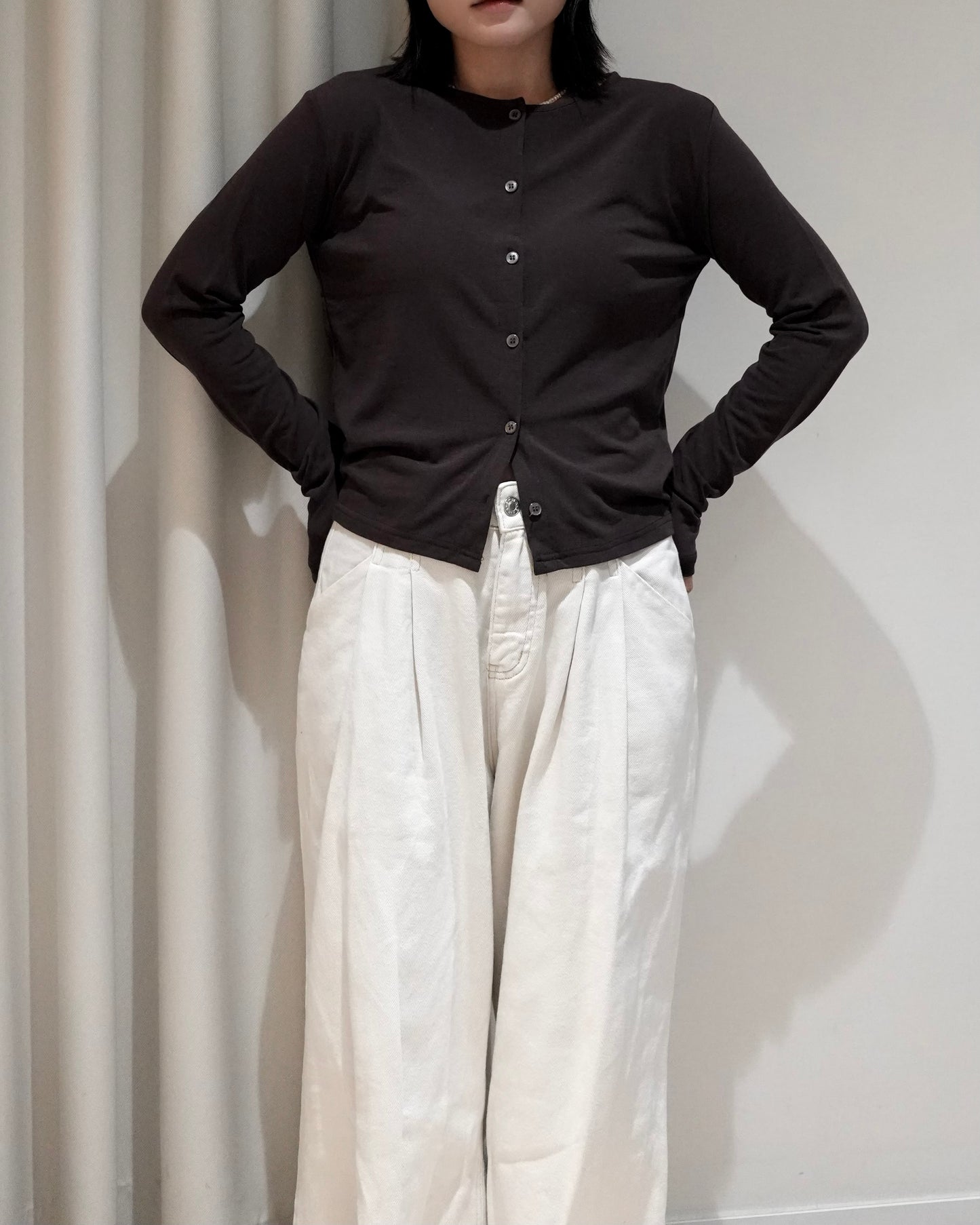 TP698- Tube Top Button Set Top | Ivory | Brown | Grey （ 內有薄抓毛 ，超級巨軟熟 )