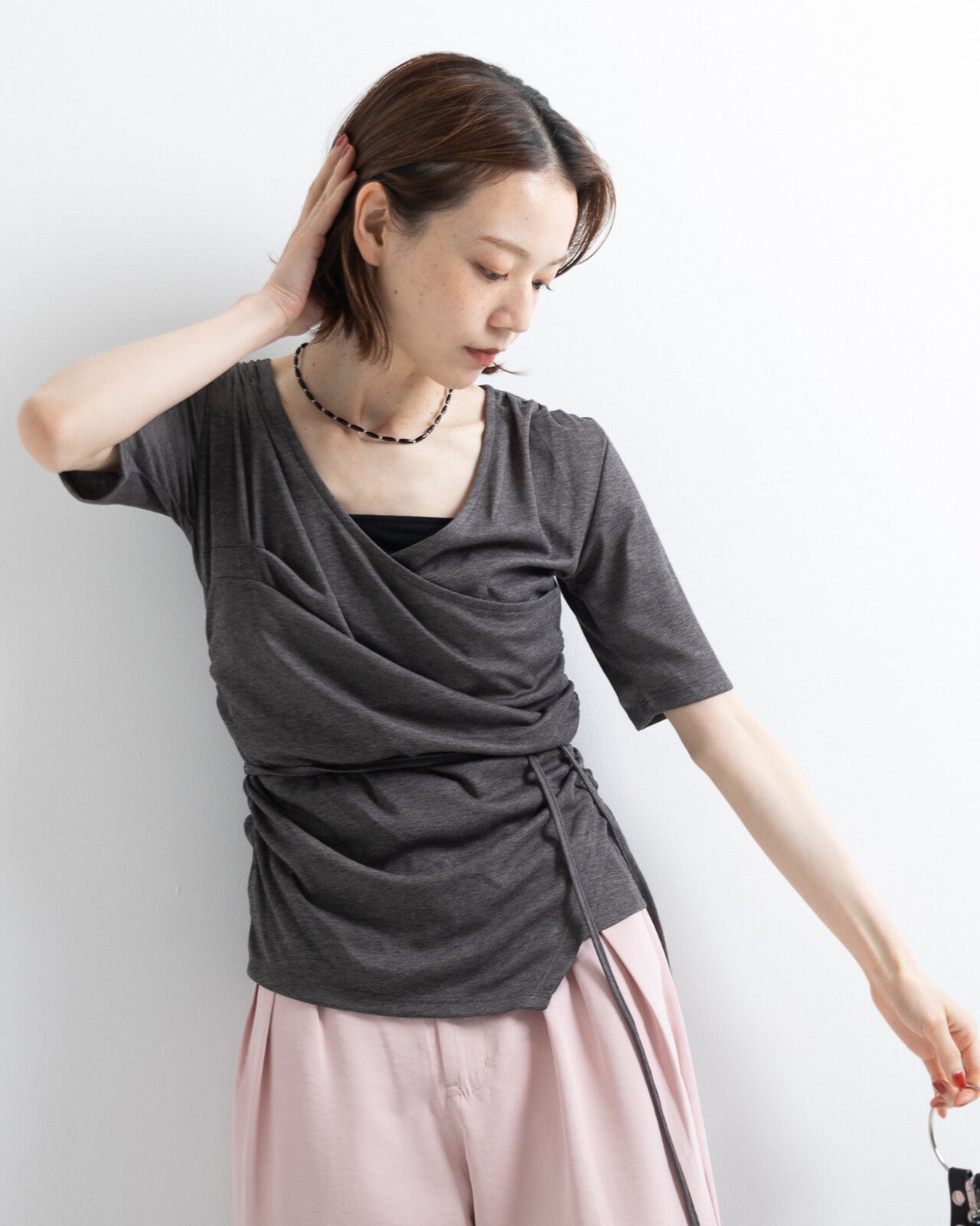 TP801- 2 Way draped Pullover | Cream | Grey | Black