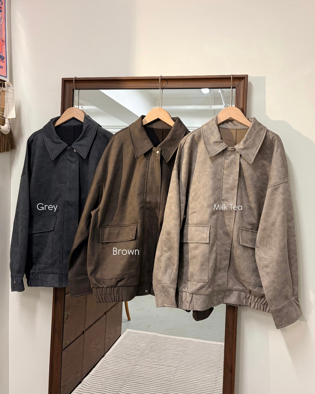 JK42- Unwash Collar Blouse Jacket | Milk Tea | Grey | Brown