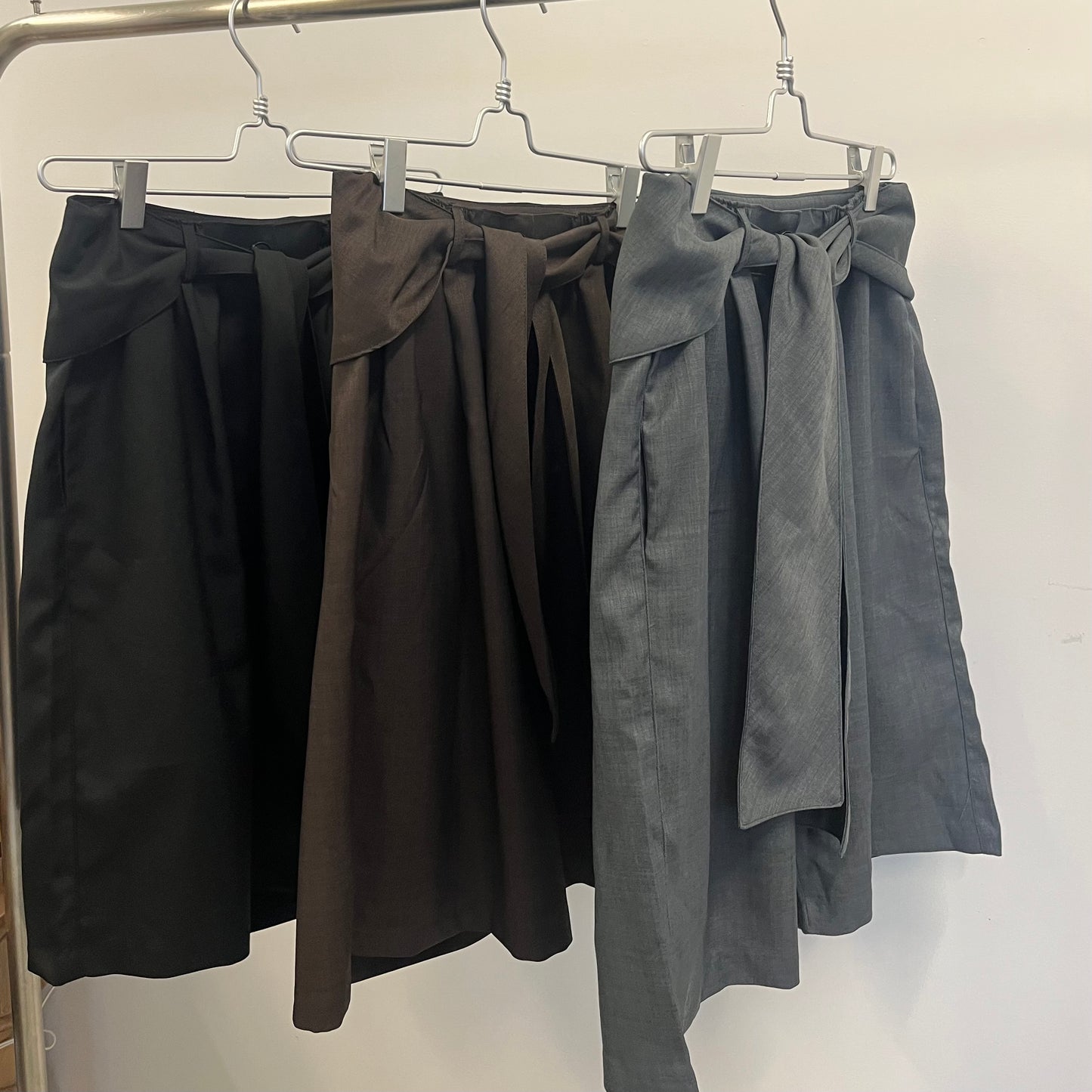 PT94- Short Pleated  Belt Trousers Pant | Grey | Brown | Black