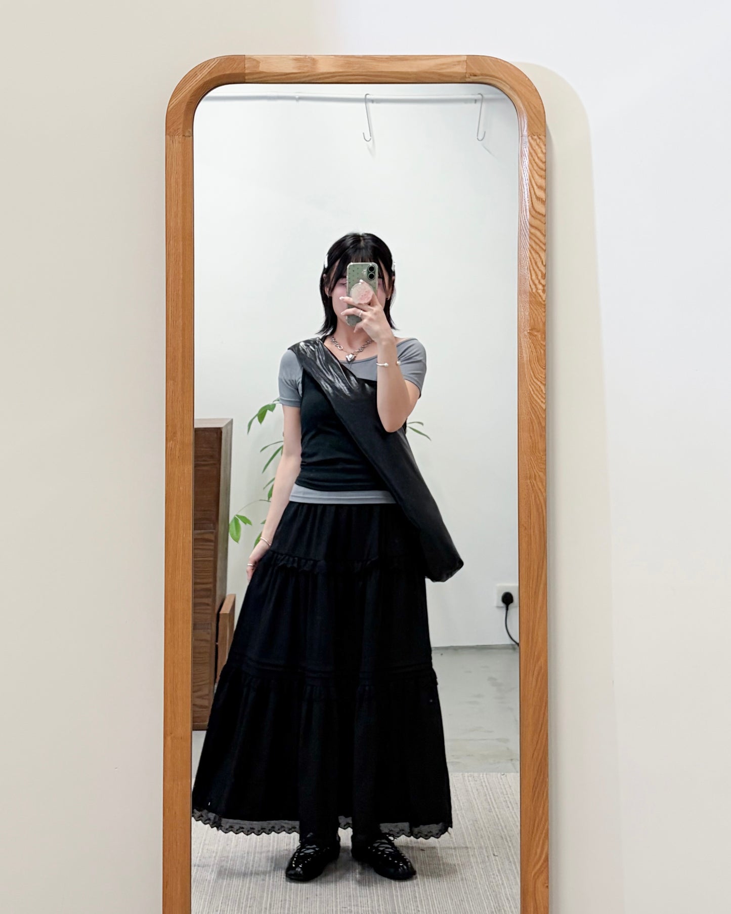 TP755- Off Shoulder 2 in 1 Top | Black x Light Grey | White x Grey | Deep Grey x Black ( 2件可分開 )