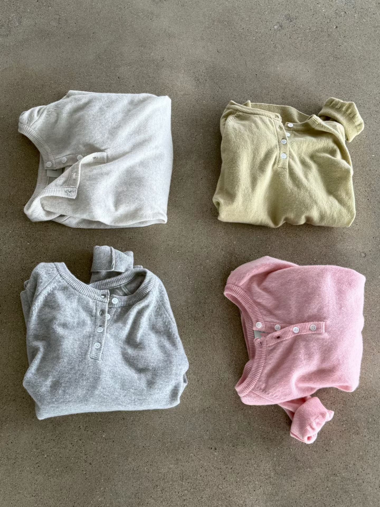 TP718- 🐏Cashmere Button Basic Top | Oatmeal | Pink | Lime | Grey